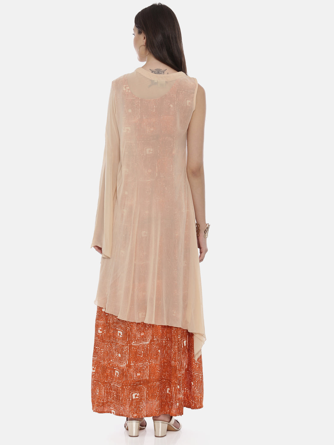 Neerus Women Cream-Coloured Embroidered A-Line Kurta