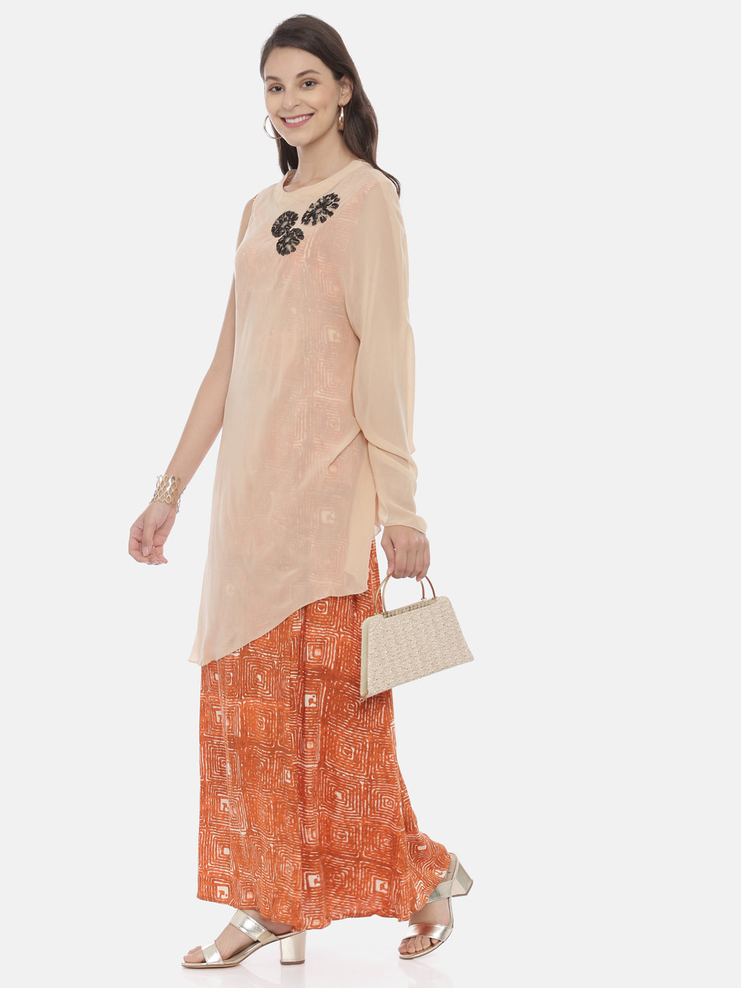 Neerus Women Cream-Coloured Embroidered A-Line Kurta