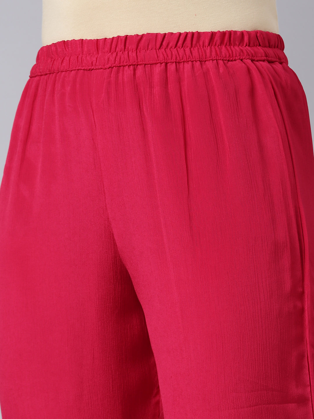 Neerus Pink Regular Straight Solid Top And Trousers