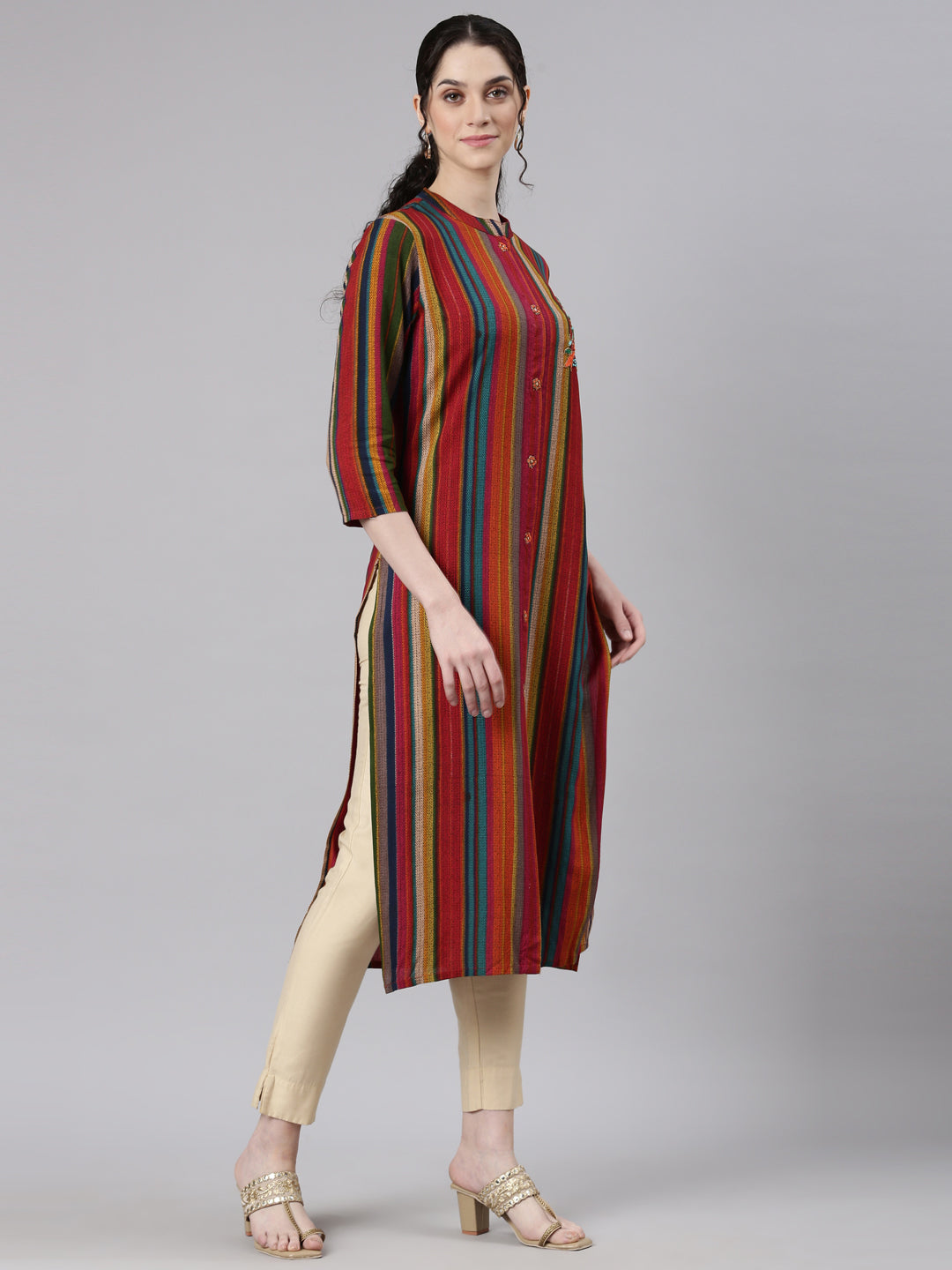 Neerus Multi Straight Casual Striped Kurtas