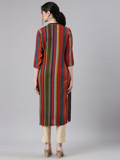 Neerus Multi Straight Casual Striped Kurtas