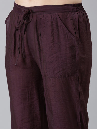 Neerus Purple Regular Straight Floral Kurta And  Trousers With Dupatta