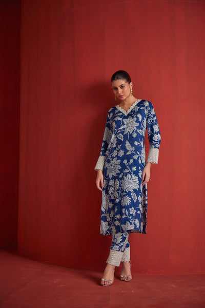 Neeru's Womens Indigo Kurta Set