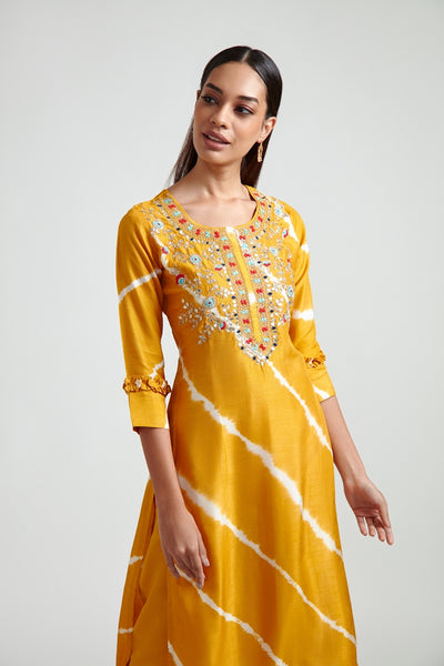 Neerus Women Yellow White Embroidered Straight Readymade suits