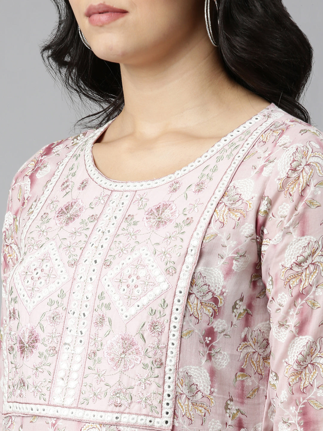 Neeru's Pink Regular Straight Printed Kurta And Salwar With Dupatta