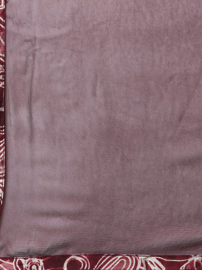 Neerus Maroon Regular Straight Paisley Kurta And Trousers With Dupatta