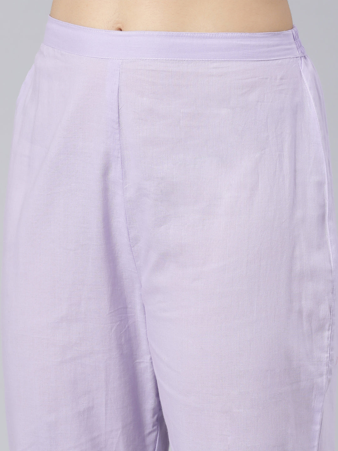 Neerus Lavender Panelled Straight Yoke Design Kurta And Trousers With Dupatta