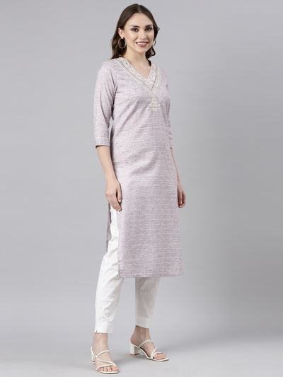 Neerus Grey Regular Straight Checked Kurtas