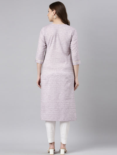 Neerus Grey Regular Straight Checked Kurtas