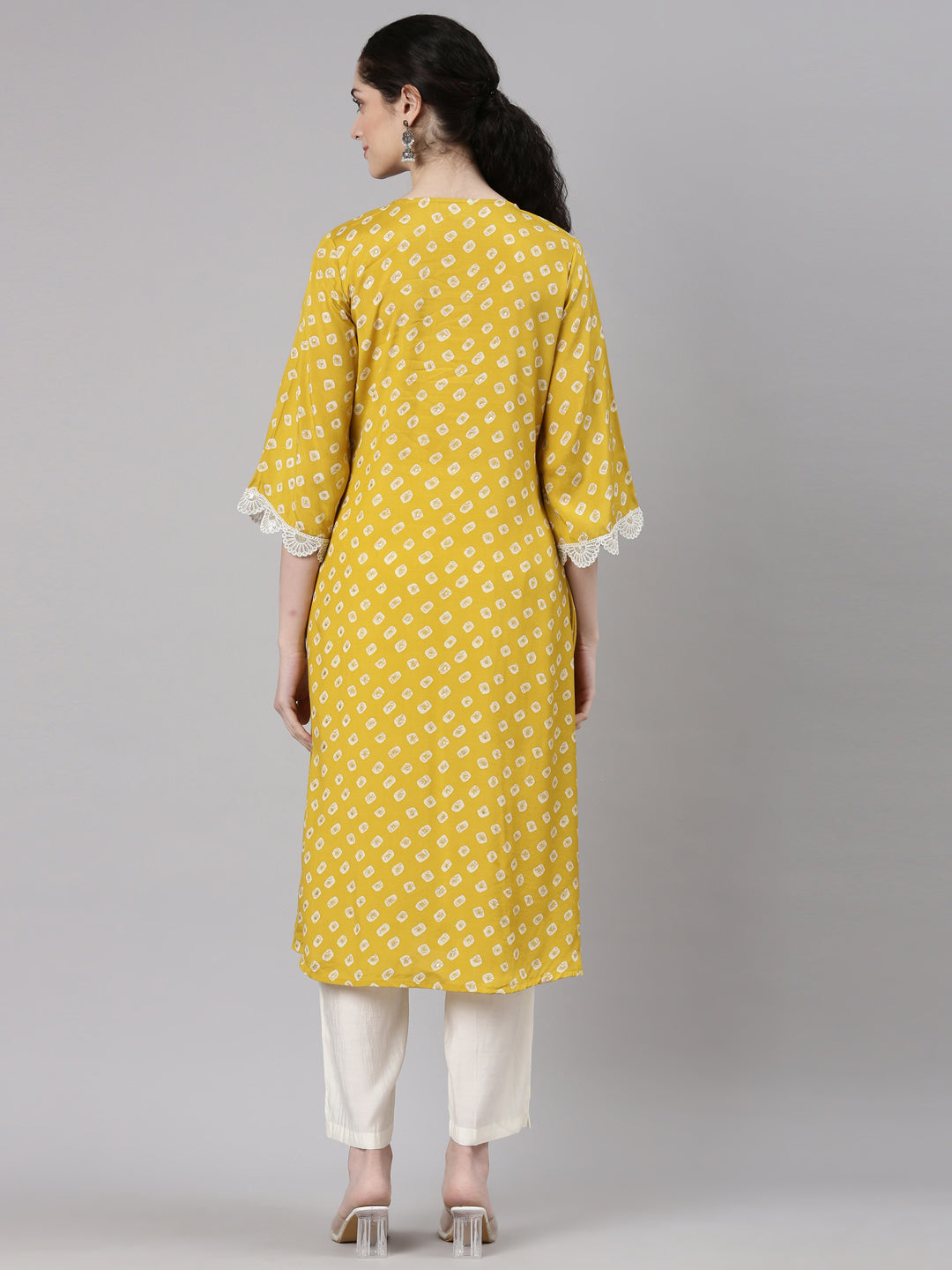 Neerus Yellow Straight Casual Kurta and Trouser