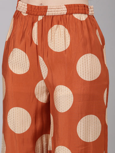 Neerus Orange Straight Casual Kurta and Trouser