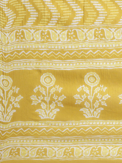 Neerus Yellow Panelled Straight Printed Kurta And Trousers With Dupatta