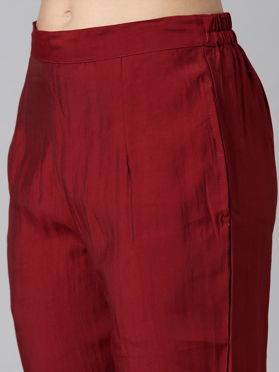 Neerus Maroon Casual Ombre Straight Kurta and Trousers With Dupatta