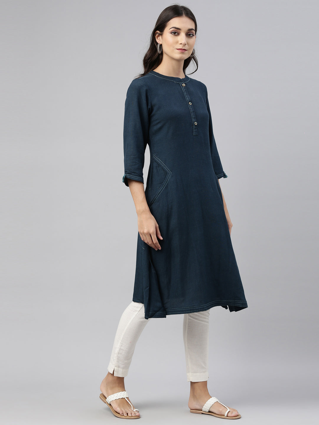 Neerus Women Blue A-Line Kurta