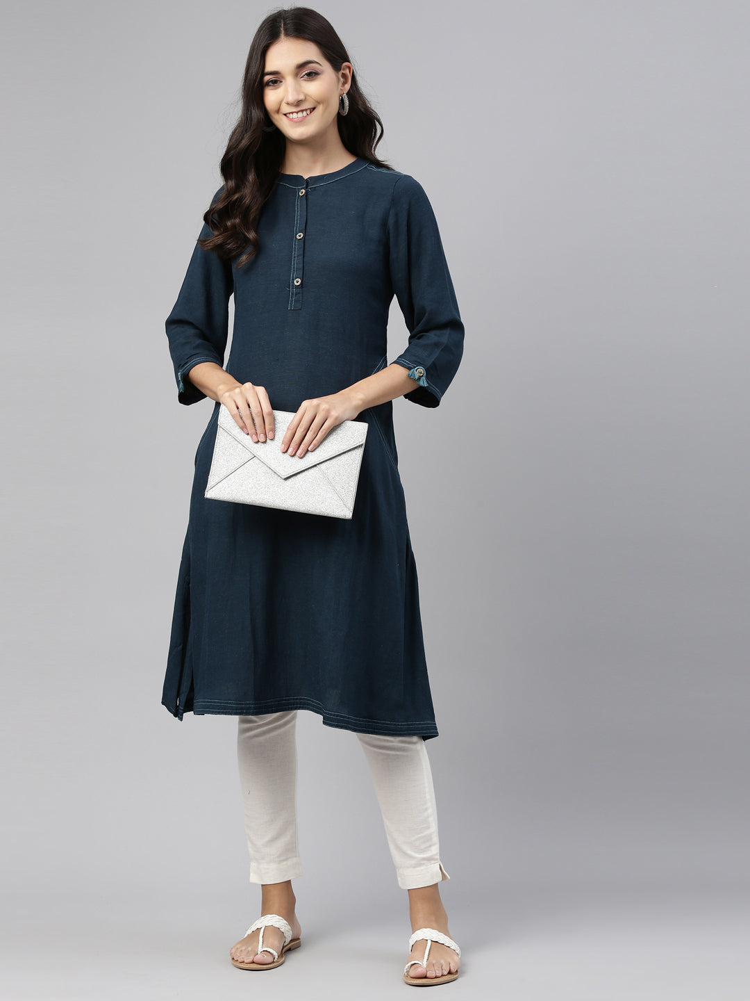 Neerus Women Blue A-Line Kurta