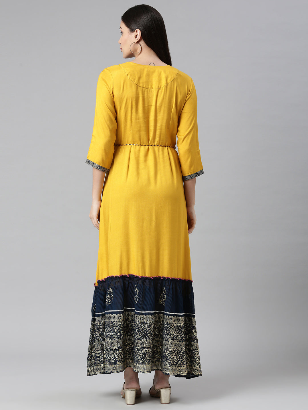 Neeru's Mustard Color Rayon Fabric Dress