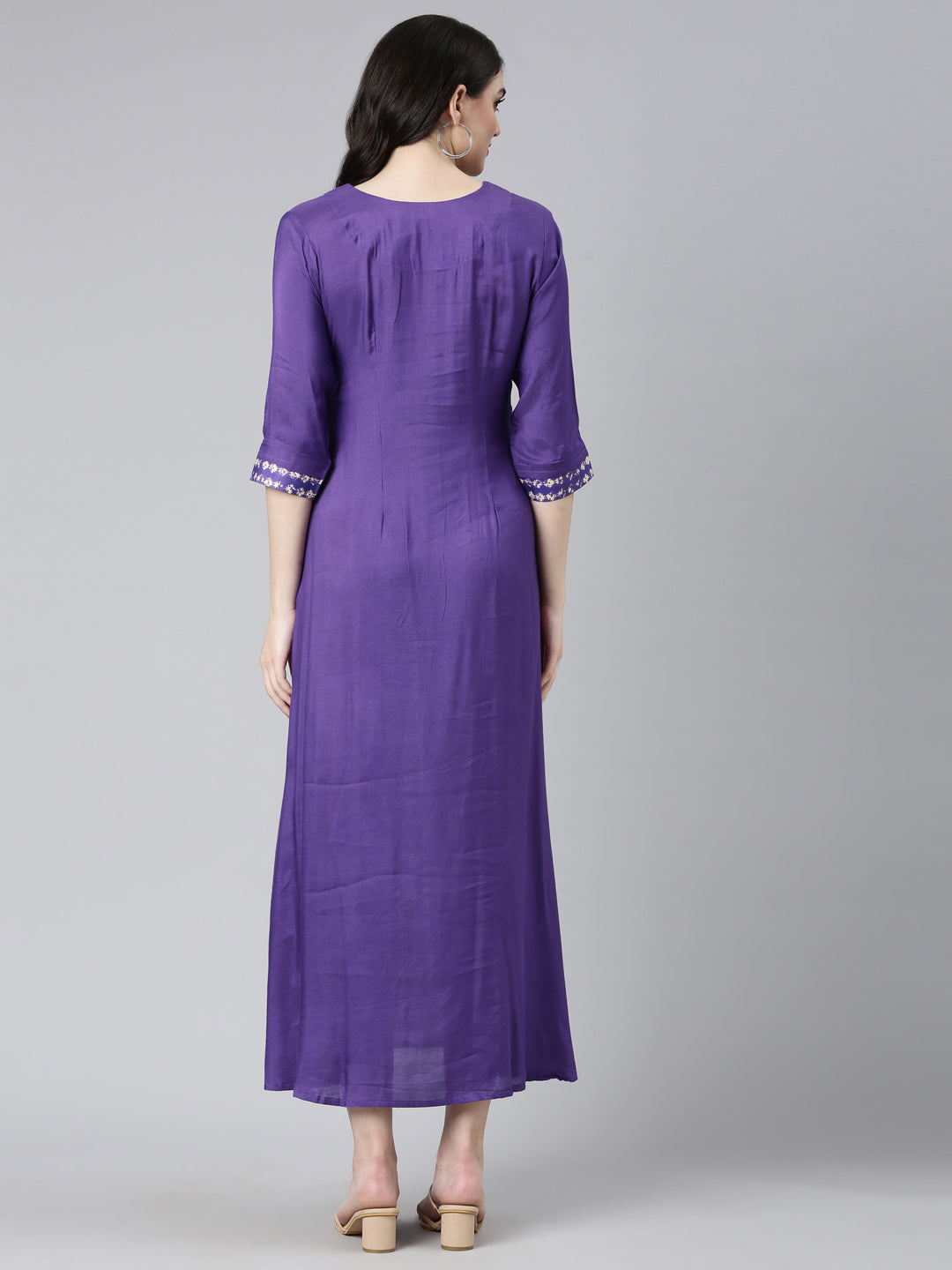 Neeru's Purple Straight Casual Printed Dress