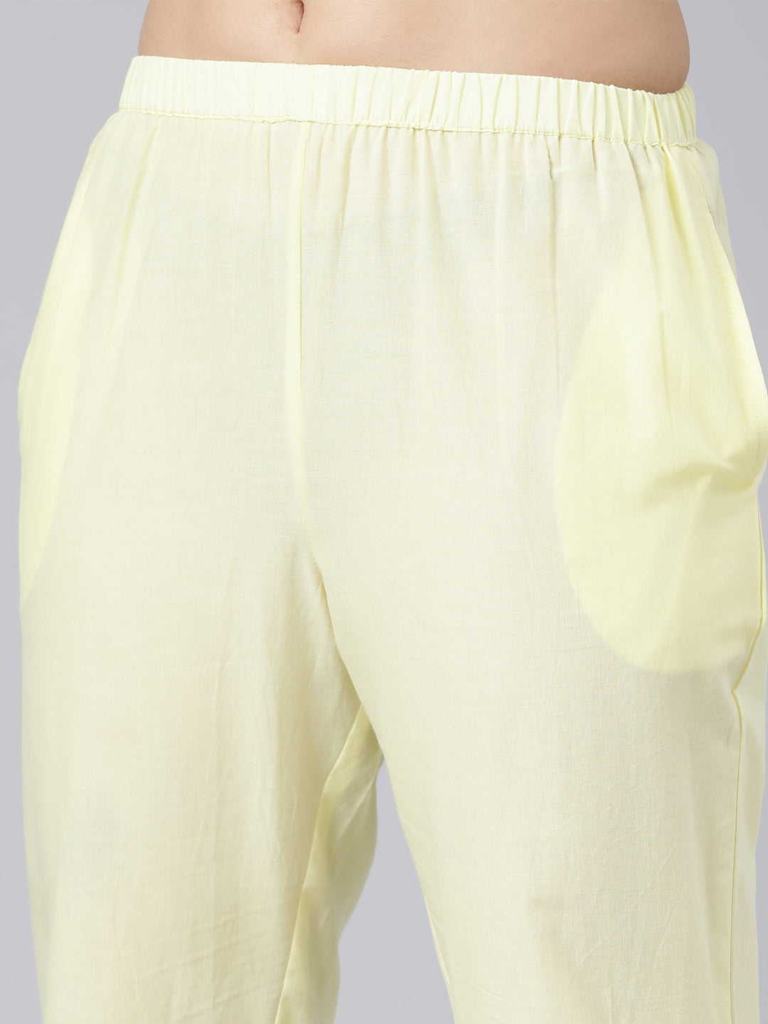 Neerus Yellow Panelled Straight Yoke Design Kurta And Trousers With Dupatta