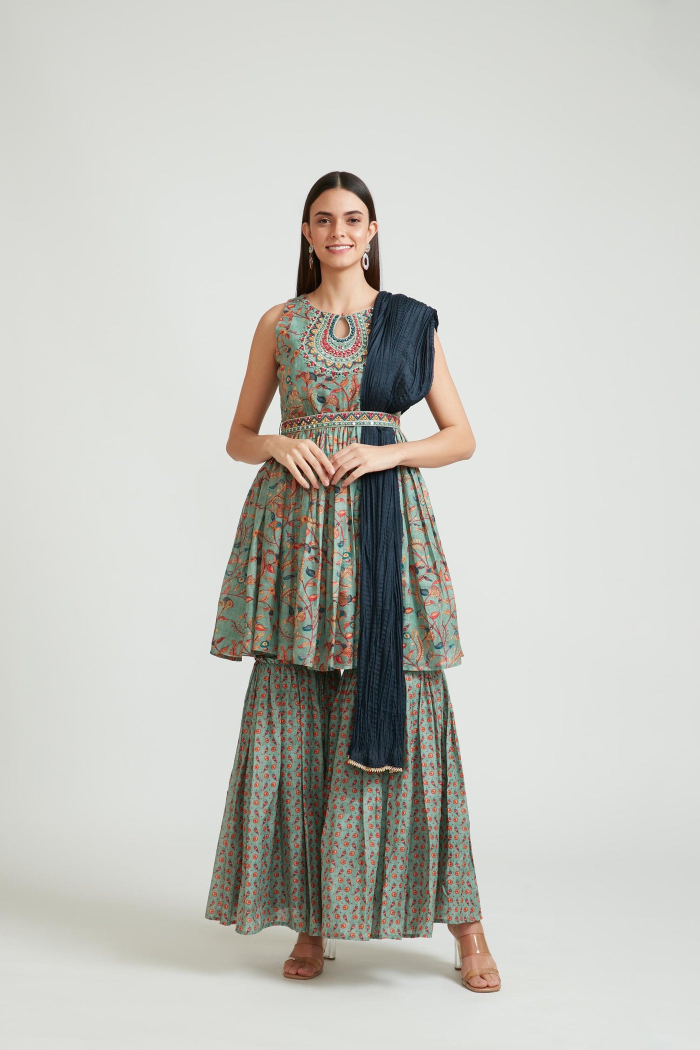 Neeru's Green Color Silk Fabric Anarkai Suit Set