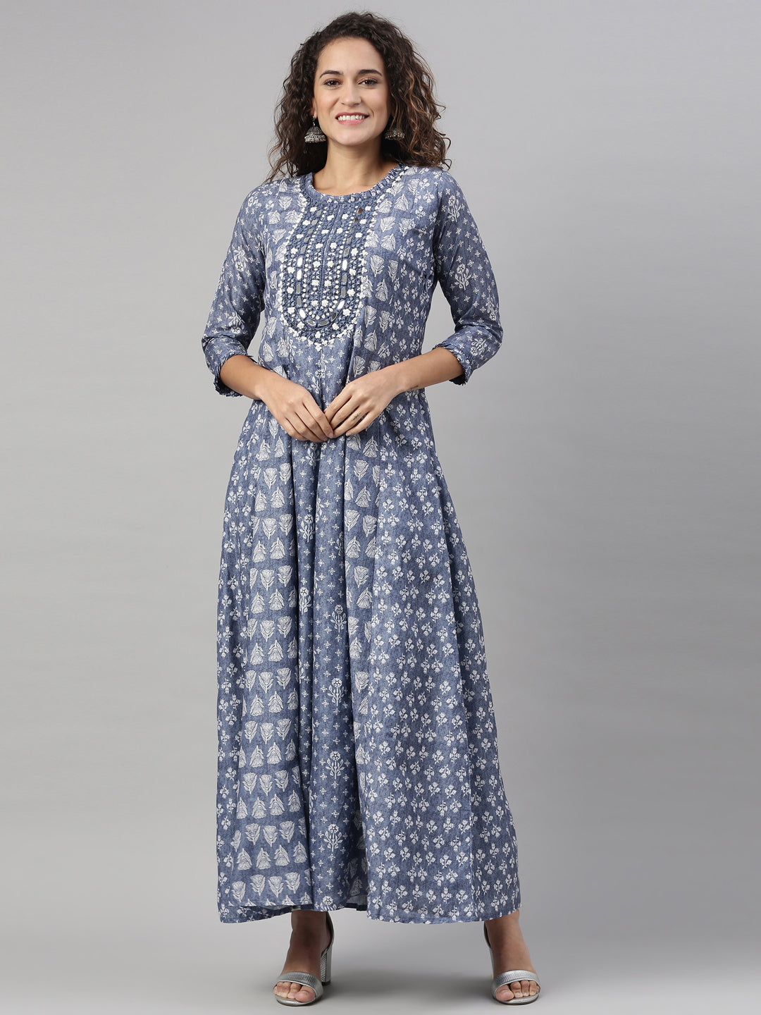 Neeru's Indigo Color Model Fabric Kurta