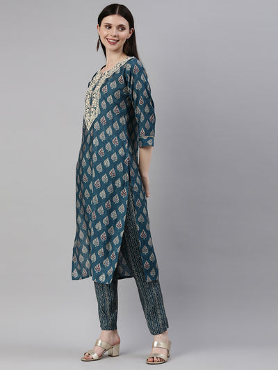 Neeru's Blue Color Dupion Silk Fabric Kurta Set