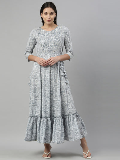 Neeru's Grey Color Cotton Fabric Kurta