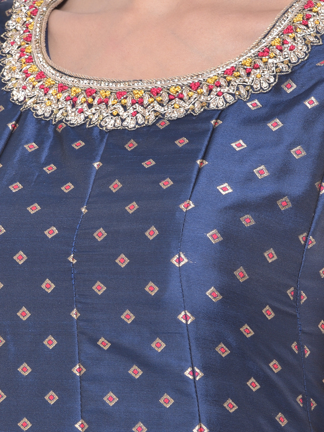 Neeru's Blue Printed Anarkali Kurta With Dupatta