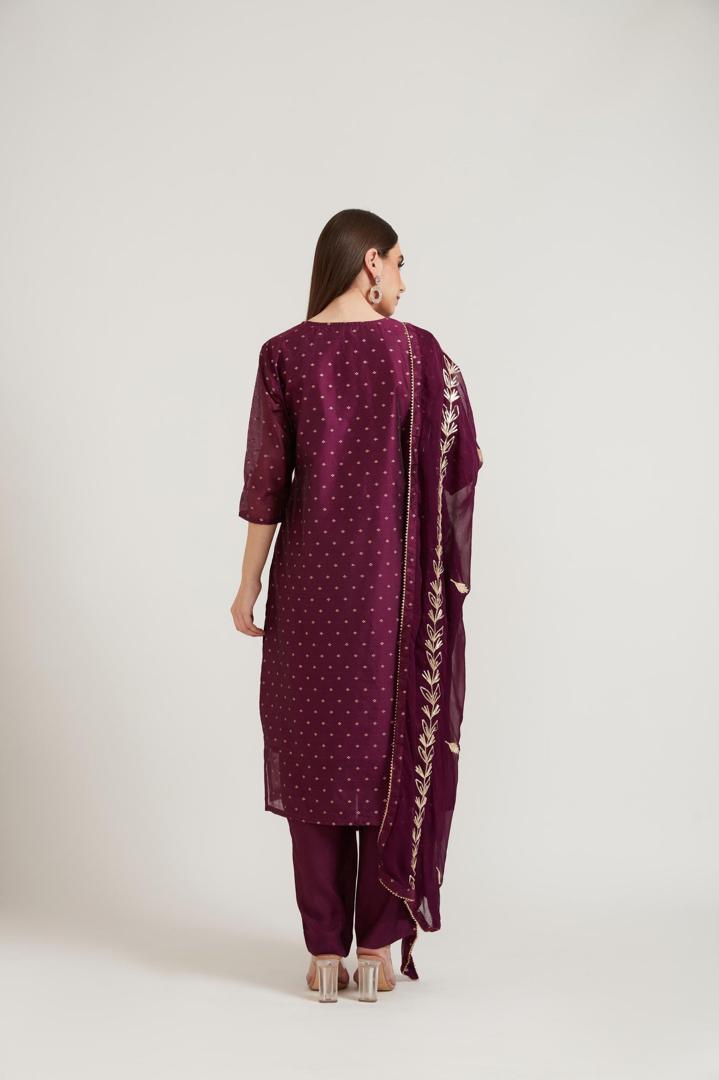 Neeru's Lavender Color Chanderi Fabric Suit Set