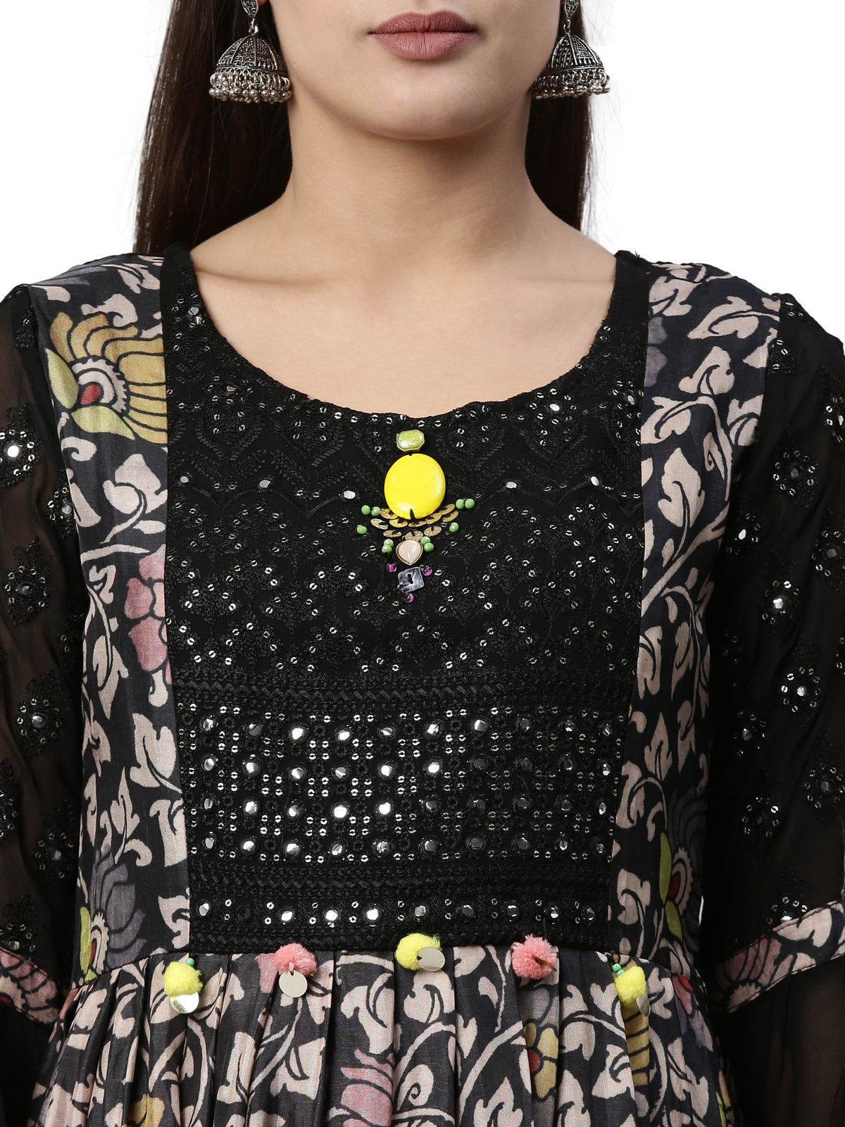 Neeru's Black Color Georgette Fabric Kurta