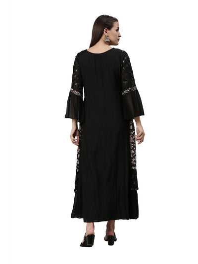 Neeru's Black Color Georgette Fabric Kurta