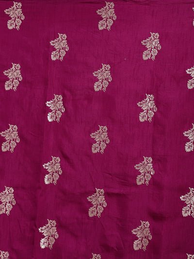 Neeru's Wine Color Banaras Fabric Saree