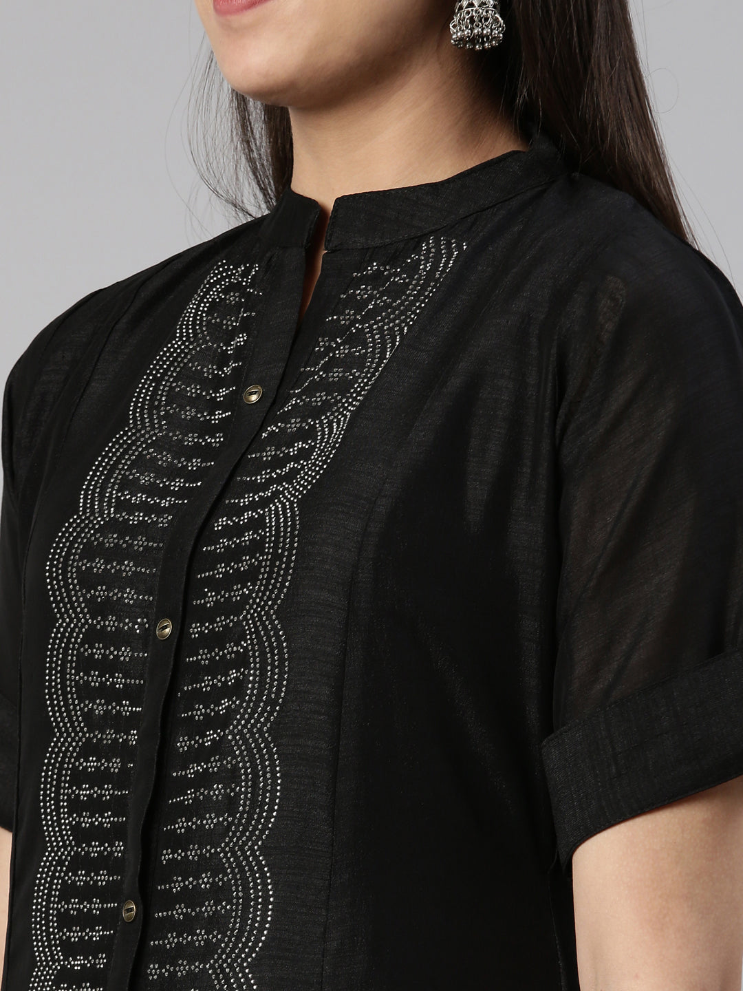 Neeru's Black Anarkali Flared Crepe Kurtas