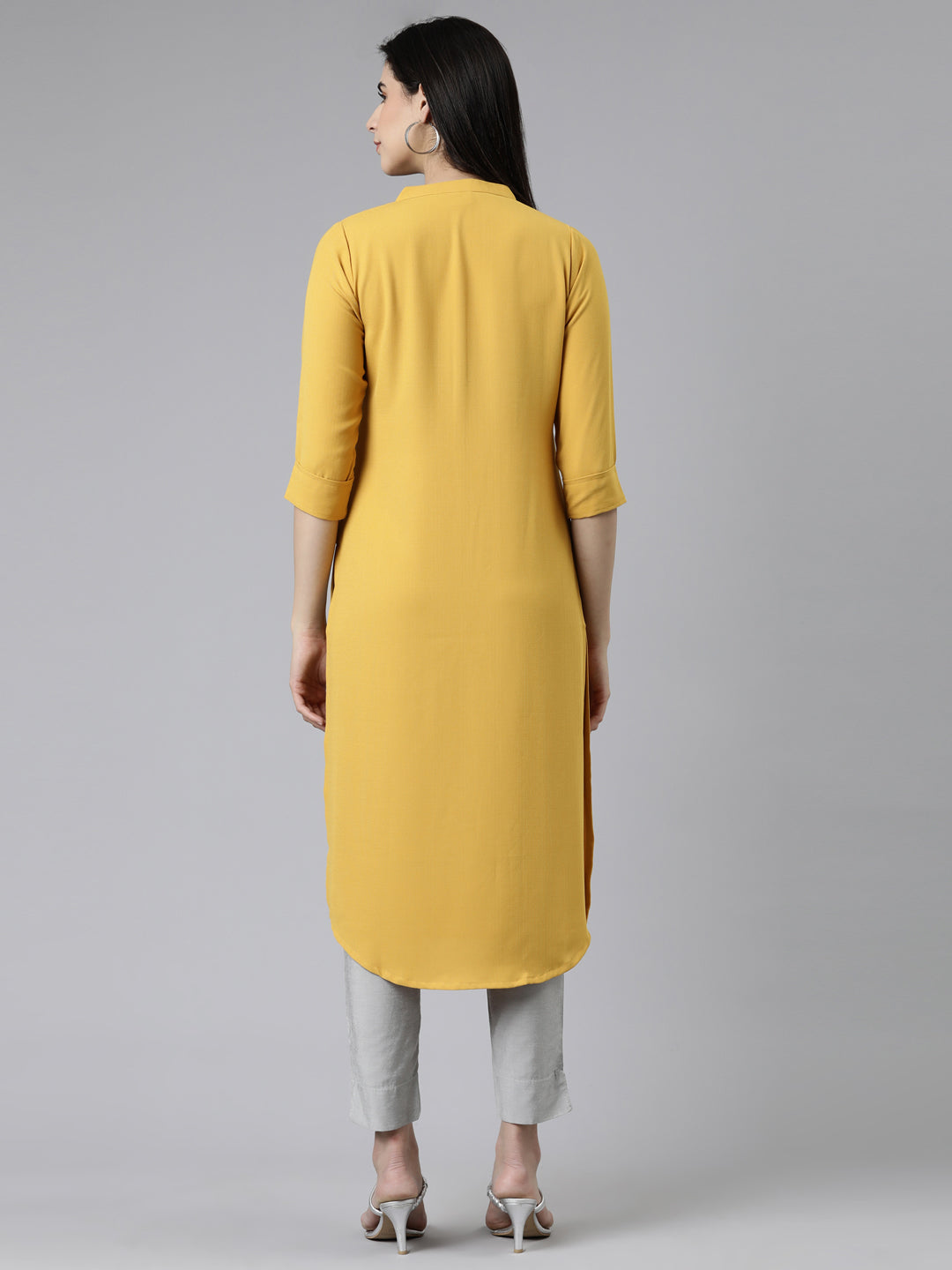 Neeru's Mustard Straight Cotton Kurtas