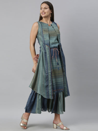 Neeru's Blue Color Silk Fabric Kurta