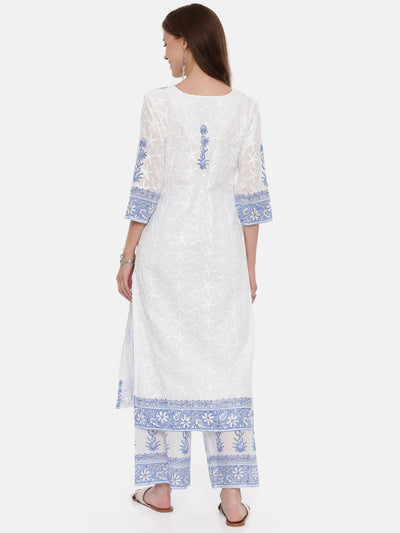 Neeru's White Color Cotton Fabric Full Sleeves Suit-Straight