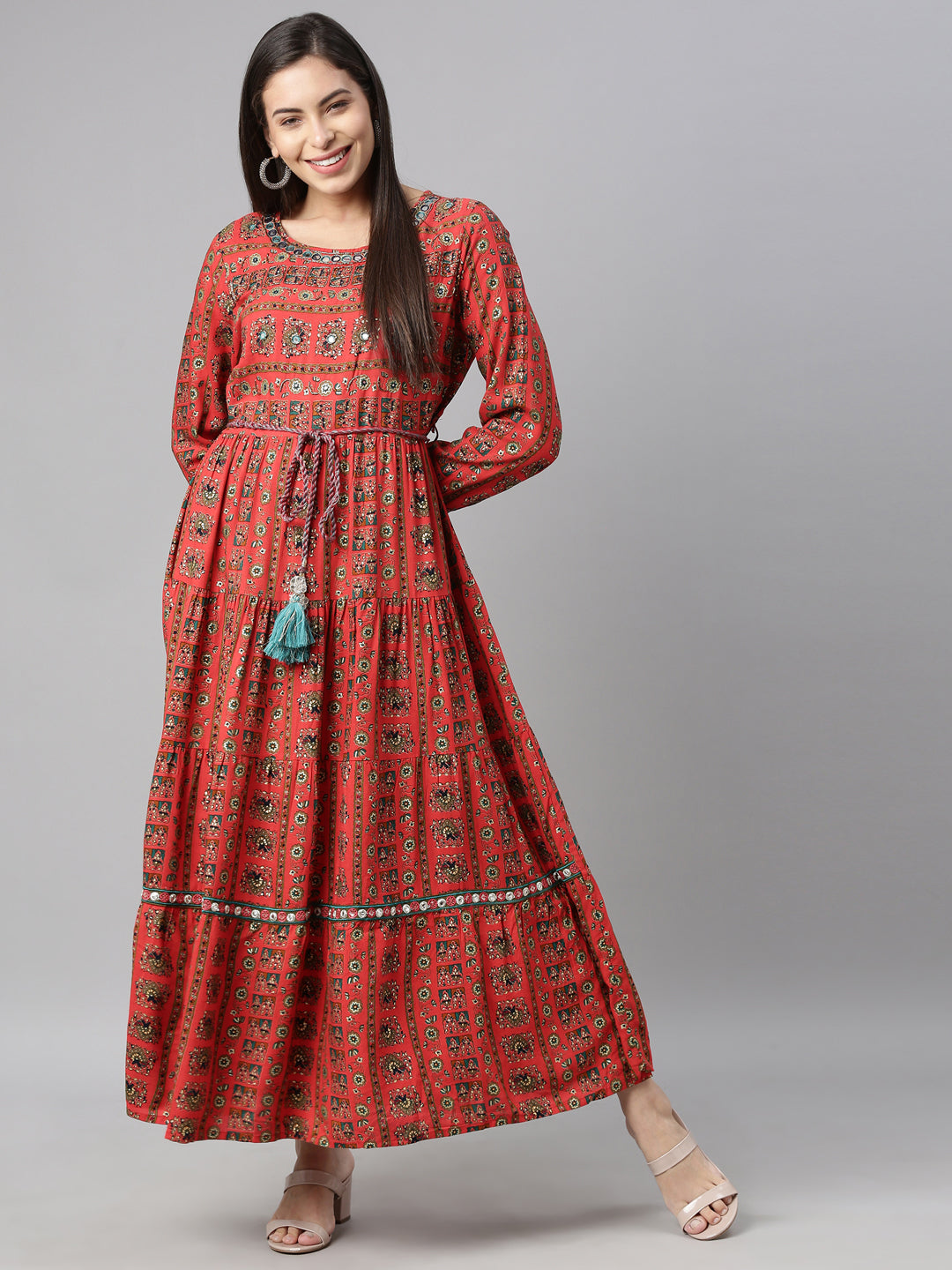 Neeru's Red Color Rayon Fabric Kurta