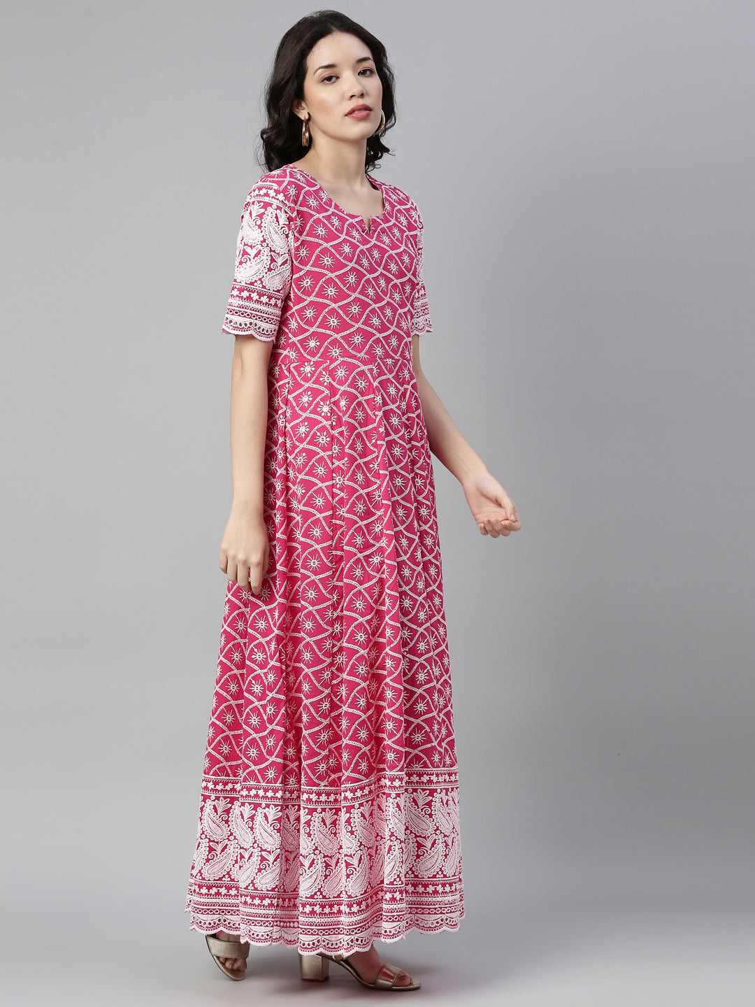 Neeru's Pink Color Cotton Fabric Kurta