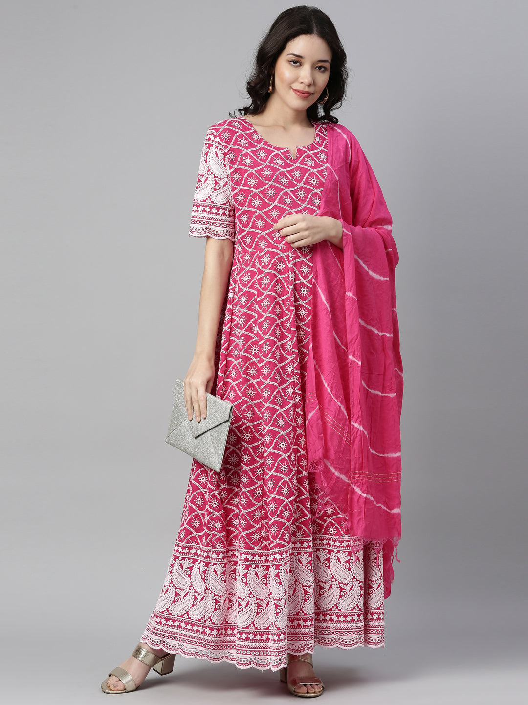 Neeru's Pink Color Cotton Fabric Kurta