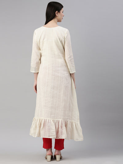 Neeru's Cream Color Cotton Fabric Kurta