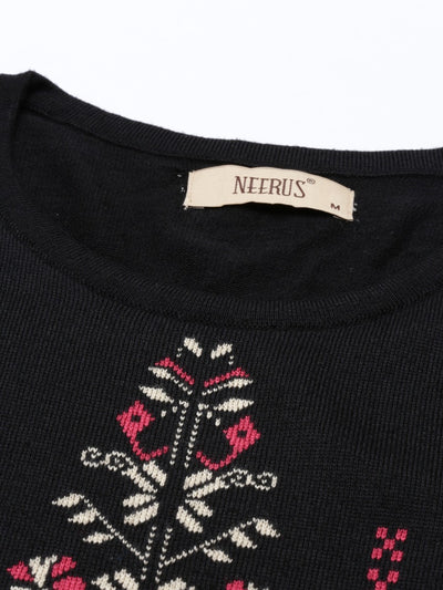 Neeru's Black Color Winter Wear Kurtha