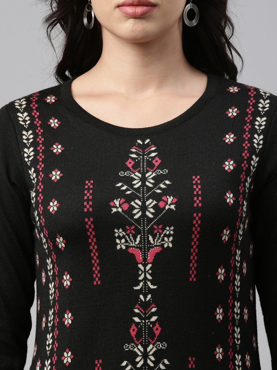 Neeru's Black Color Winter Wear Kurtha