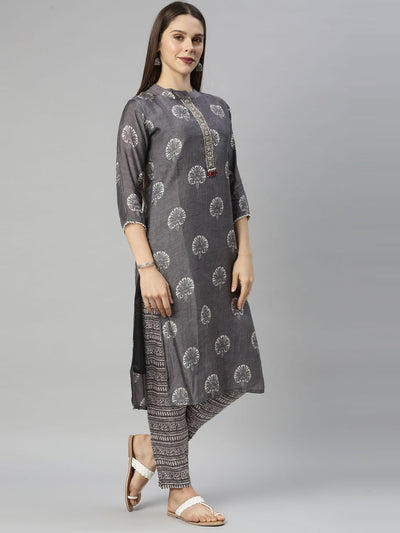 Neeru's Grey Color Muslin Fabric Tunic