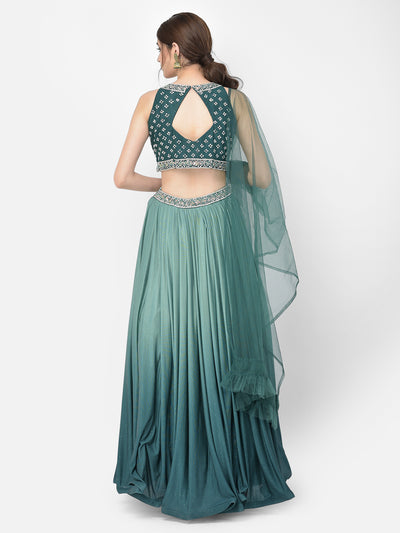 Neeru'S Green Color Lycra Fabric Lehenga Choli