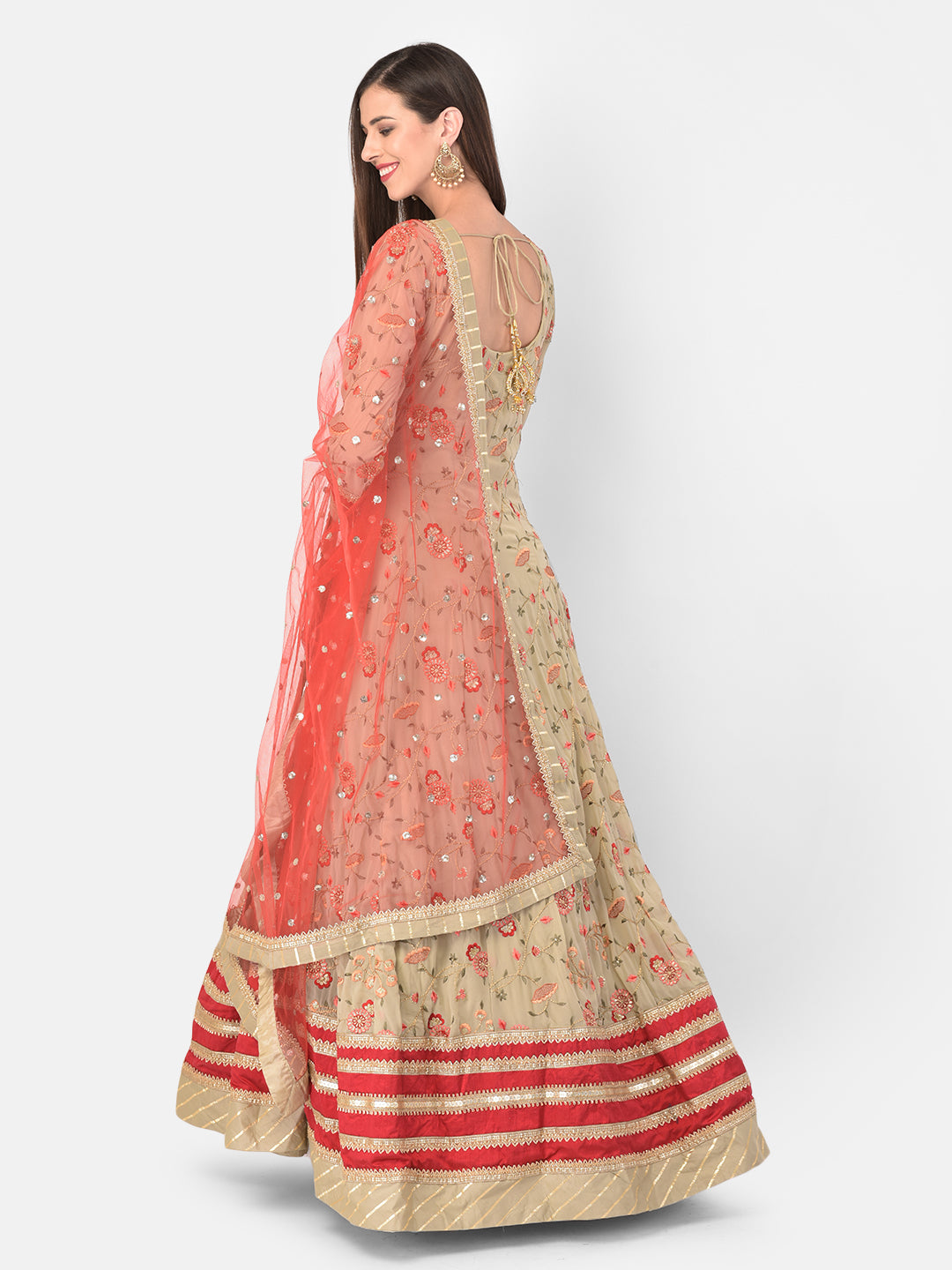 Neeru's Peach Color Georgette Fabric Gown