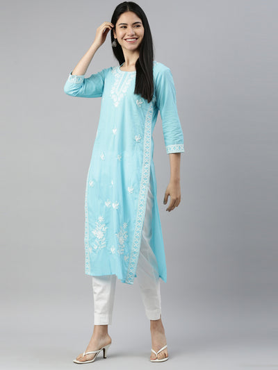 Neeru's Ferozi Color Cotton Fabric Kurta