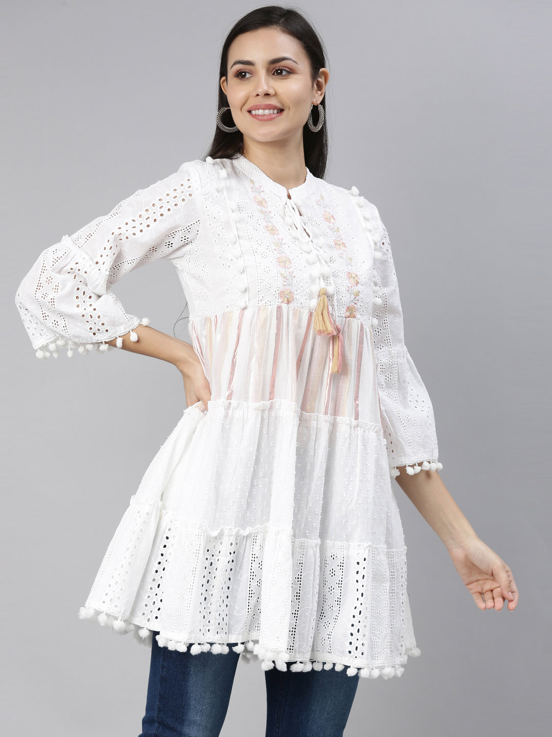 Neeru's White Color Cotton Fabric Kurta