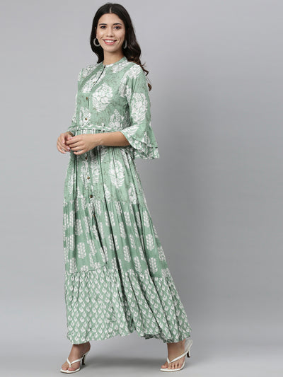 Neeru's Pista Color Santoon Fabric Kurta