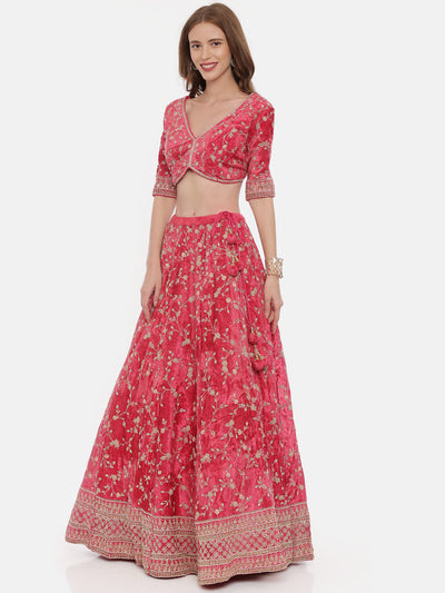 Neeru'S Red Color Velvett Fabric Ghagra Set