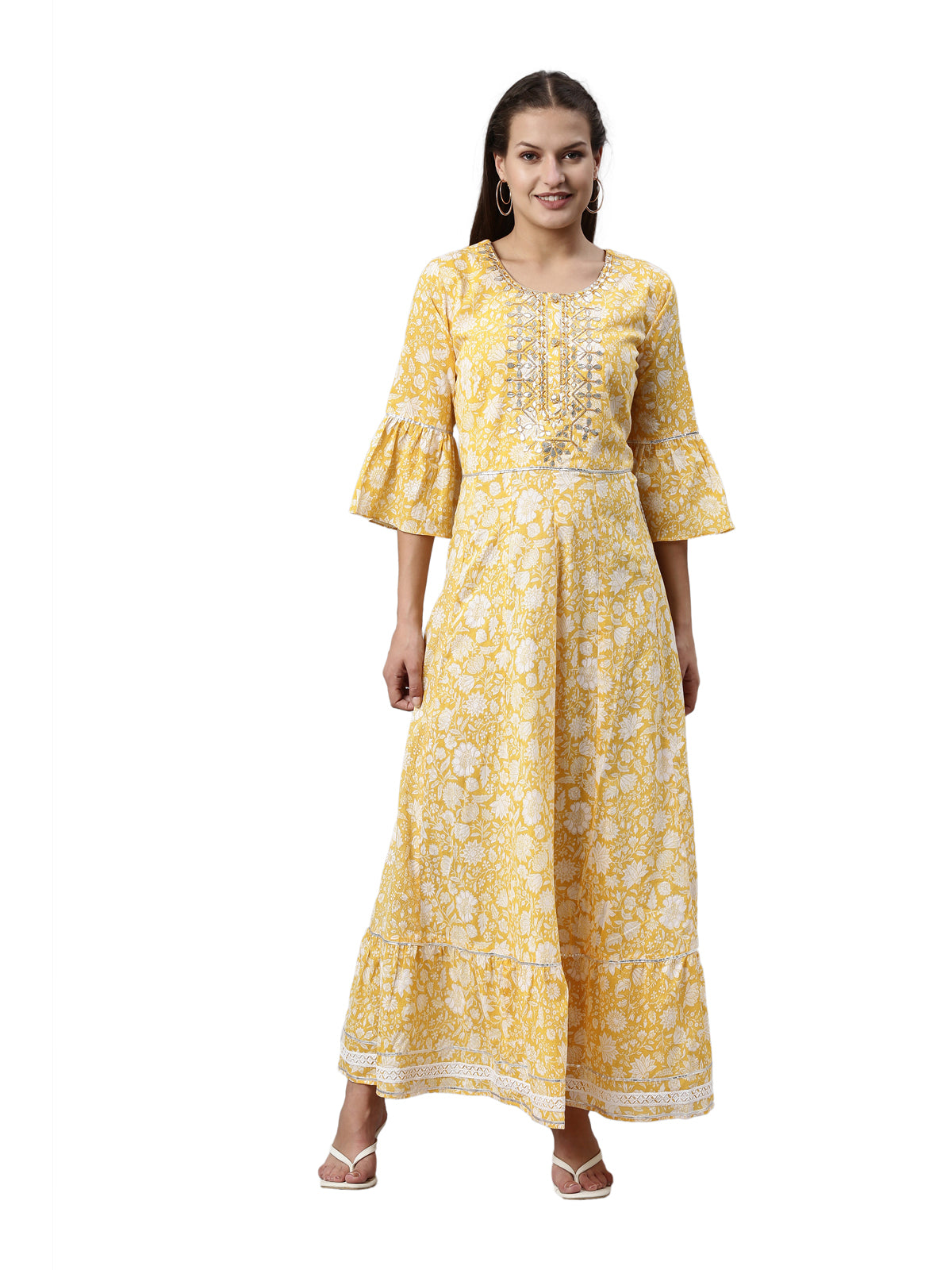 Neeru's Yellow Color Mulmul Fabric Kurta