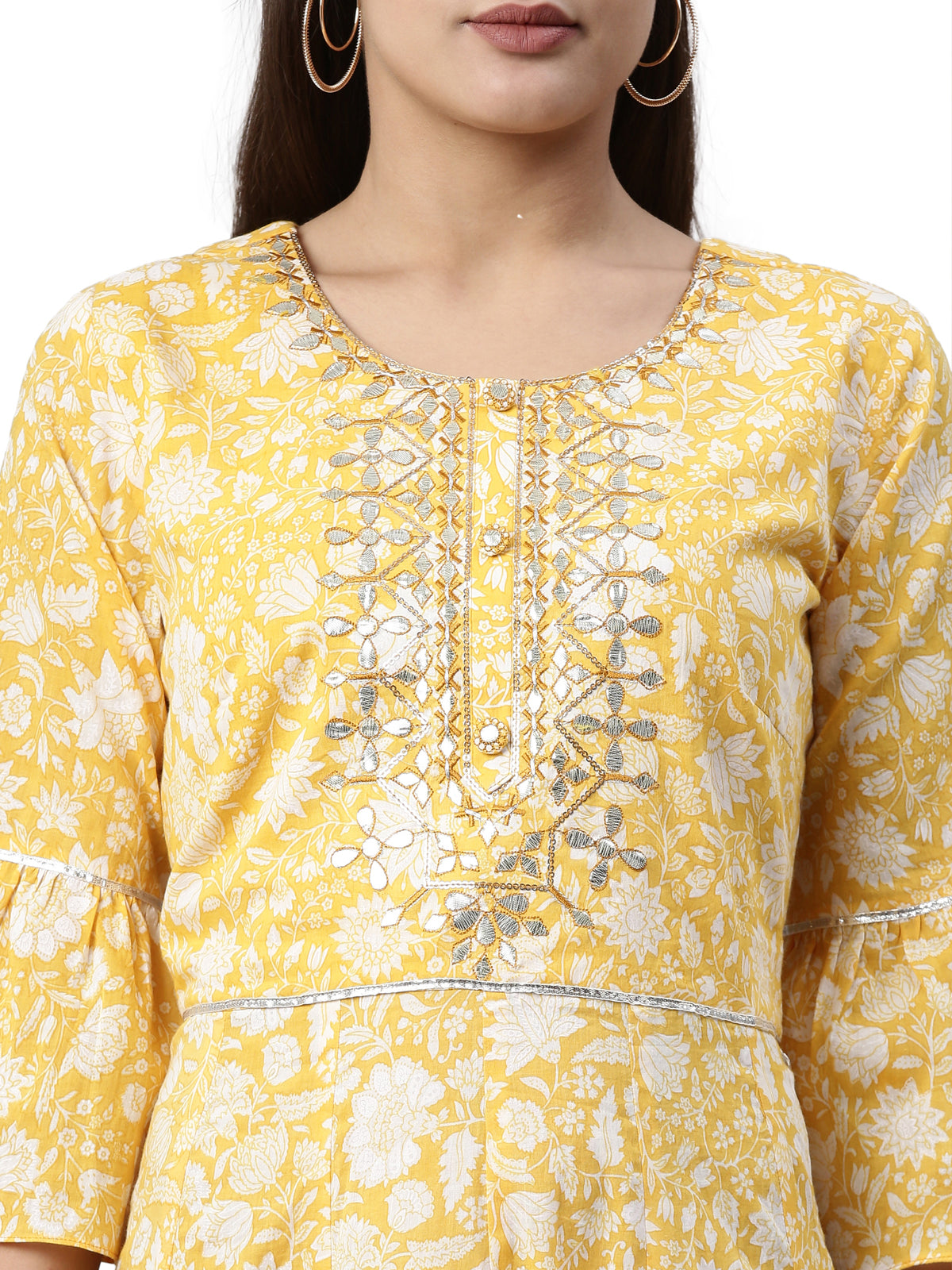 Neeru's Yellow Color Mulmul Fabric Kurta